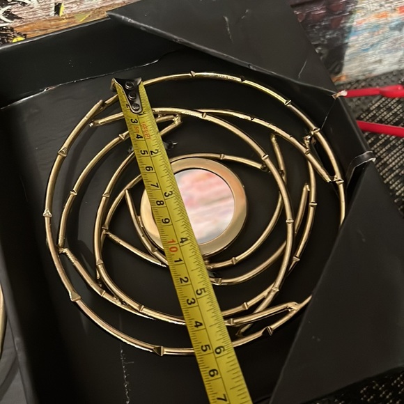 New Set 3 Handcrafted in India Gold-Tone Metal Mirrored “Bird Nests” Wall Decor - Picture 8 of 13